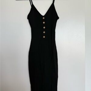 Better Be Black Midi Dress with Button Detail size small
